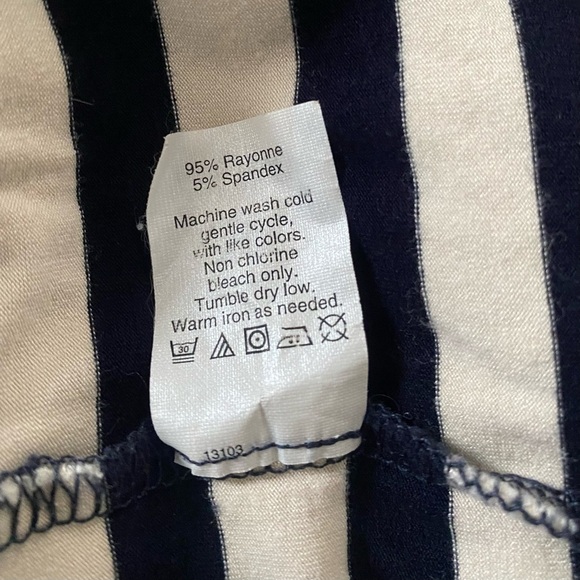 J CREW Navy Striped Strapless Stretch Jersey Summer Maxi Dress Women’s Sz Medium - Picture 8 of 9